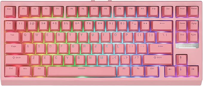 EPOMAKER G84 80% RGB Gaming Mechanical Keyboard 2.4GHz/ Type-C/BT Wireless Keyboard QMK/VIA Programmable Hot-Swappable NKRO with Shine Through PBT Keycaps for Gamers (Pink Creamy Jade Switch)