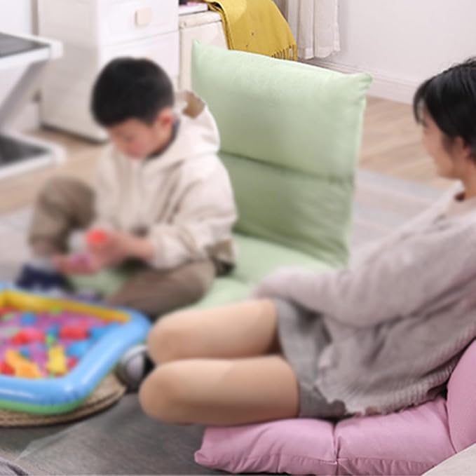 Floor Chair 6 Angle Adjustment Recliner Chair Comfortable Back Support Lazy Sofa for Video Gaming Reading Watching(Light Gray)