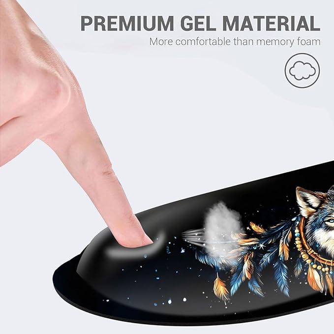 Desk Mat Mouse Pad with Wrist Rest 4-in-1 Large Mouse Pads for Desk Ergonomic Mouse Pad and Keyboard Wrist Rest Gaming Keyboard Mat for OfficeDreamcatcher Wolf