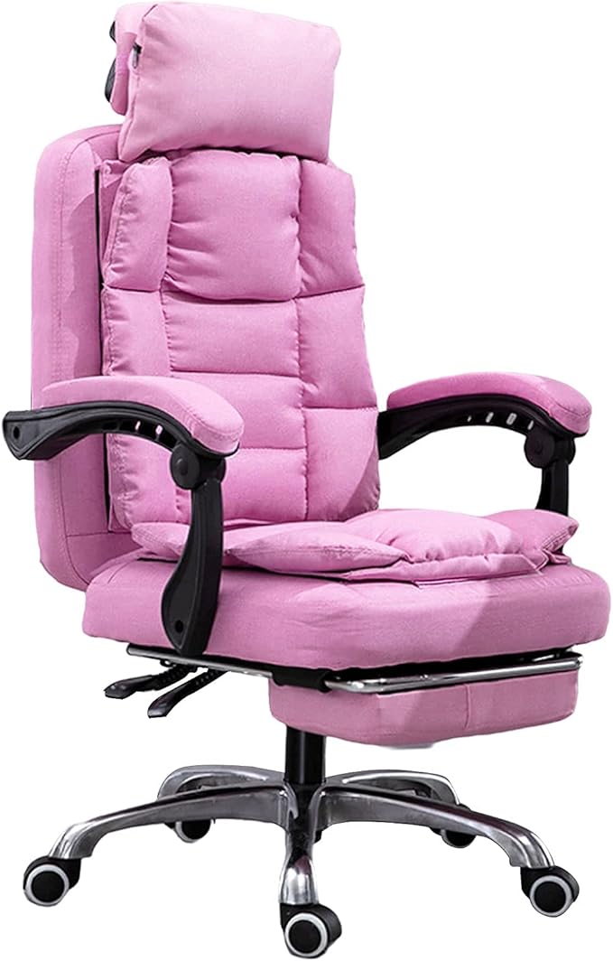 Home Office Chair Gaming Chair Pink Pc Gaming Chair Ergonomic Big and Tall Executive Office Chair with Retractable Footrest Rolling Swivel High Back Task Leather Executive Chair for WomenPink ( Colo