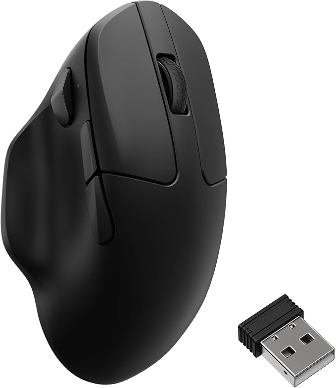 Keychron M7 8K Wireless Mouse 30K DPI Optical Computer Mice 2.4 GHz/Bluetooth/Wired with Macro Button 66g Lightweight Ergonomic Up to 140 Hours Worktime for Laptop macOS/Windows - Black
