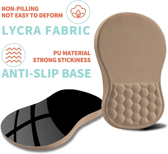 Ergonomic Mouse Pad Wrist Support with Memory Foam Massage Bulge Carpal Tunnel Pain Relief Mousepad Wrist Rest for Mouse(12x8 inch Sand Color)