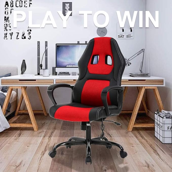 Gaming Chair Gaming Chair with Massager Massage Gaming Chair with Massage Lumbar Support Office Gaming Chair with Height Adjustable Gaming Chairs for Adults with 360°Swivel Max 250LBS Red