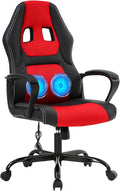 BestOffice Gaming Chair with Massage Ergonomic Office Desk Chair Adjustable Lumbar Support &amp HeadrestComputer Task Chair 360° Swivel for Adults (Red)
