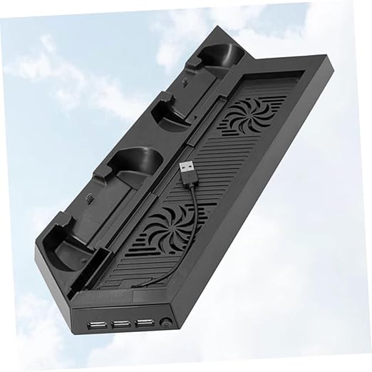 Holibanna Slim Cooling Fan Base Bracket for Cooling Radiator Game Console Vertical Stand 2 Built-in Fans and Hub