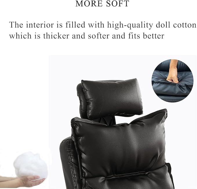 Office Chair Executive Computer Desk and Chair PU Leather Adjustable Height Modern Executive Swivel Sofa Work Chair Ergonomic Waist Support DesignBlackA