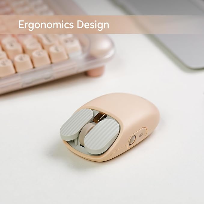 LOFREE Wavy Chips Dual-Mode Wireless Mouse with 5 Adjustable DPI Levels Compatible with Windows MacOS iOS Android (Milk Tea)