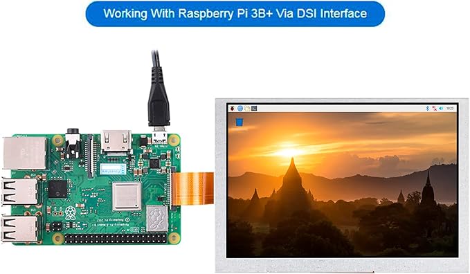 5inch DSI LCD Display 800 x 480 IPS Screen Thin and Light Design 160°Viewing Angle Adjustable Brightness Via Software for Raspberry Pi 4B/3B+/3A+/3B/2B/B+/A+ Compute Module 4/3/3+ (No Touch)