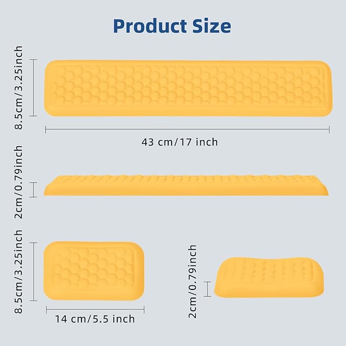 Leather Wrist Rest for Keyboard and Mouse Comfort Memory Foam Wrist Rest with Non-Slip PU Base Ergonomic Keyboard Wrist Support for Typing Pain Relief Protect Hand and Arm (Yellow)