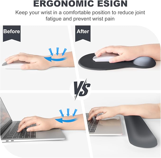 4-in-1 Large Gaming Mouse Pad Keyboard Wrist Rest Pad &amp Wrist Support Mousepad Set Extended Desk Pad Waterproof Desk Mat Protector for Home Office Decor Study Game 35.4×15.7 Inches Big I Black