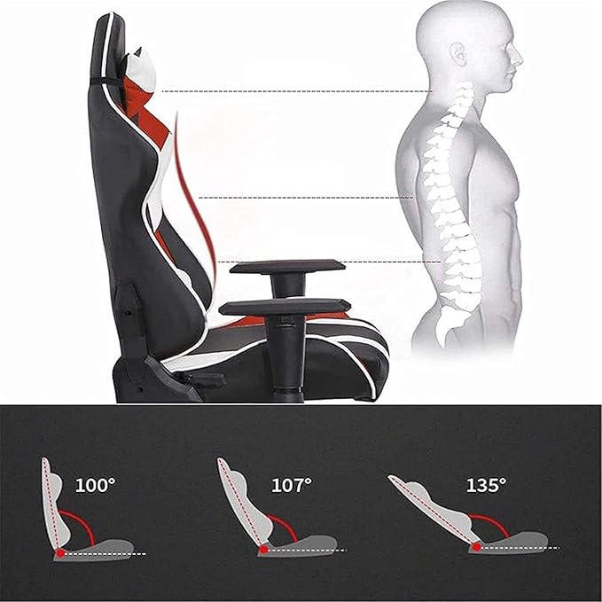 Office Gaming Chair Office Chair Gaming Chair Internet Cafe Game Chair Computer Chair Lazy Reclining Racing Chair (Size:MediumColor:White)