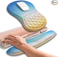 Hokafenle 2in1 Combination Wave Keyboard Wrist Rest and Ergonomic Curvature Mouse Pad Wrist Support for Relieve Wrist Pain Filled with Soft Cushion Memory Foam Sunrise