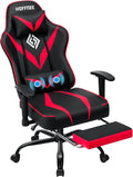 Gaming Chair with Massage Pocket Spring Cushion 155° Reclining Gaming Chair with Footrest and Adjustable Armrests Ergonomic Video Game Chairs Red and Black