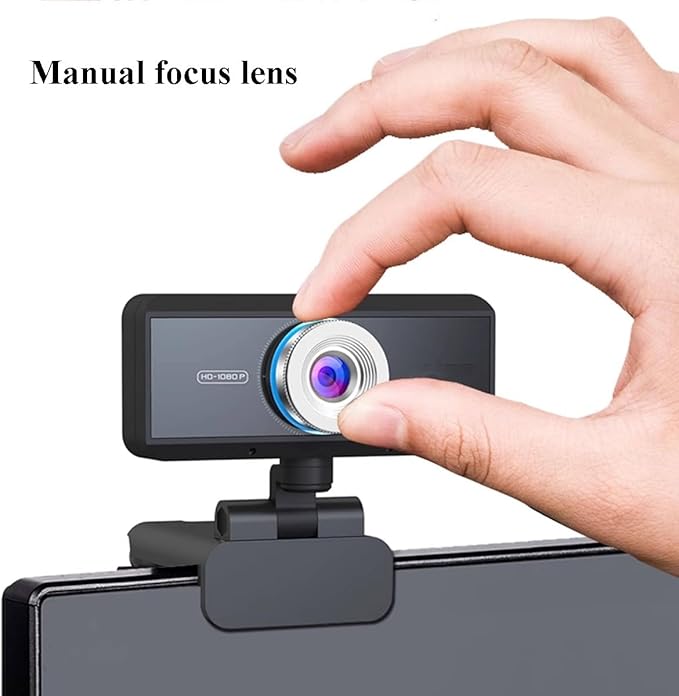 GIZNXBA Webcam with Microphone 1080p for Streaming Clear Stereo Audio HD Light Correction Privacy Shutter Clear Audio Manual Focus Lens for Desktop Laptop