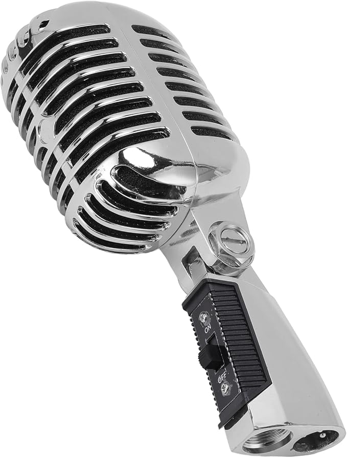 Bewinner Dynamic Microphone Microphone Zinc Alloy Pickup Pattern - Studio Performances and Live Performances Noise and Vibration Dampening (Silver)