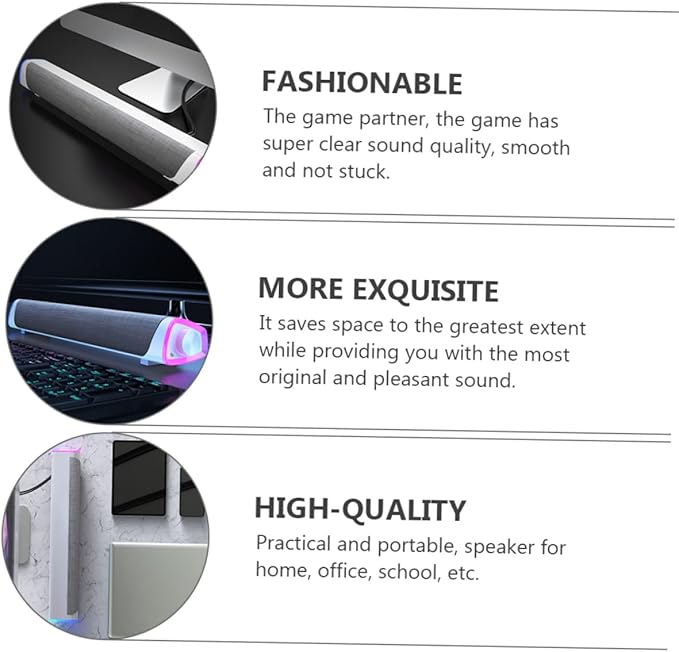 Mikikit Household Dual Speaker Sound Bar Wired Computer and Tablet Compact Design for Desktop Use Enhanced Stereo