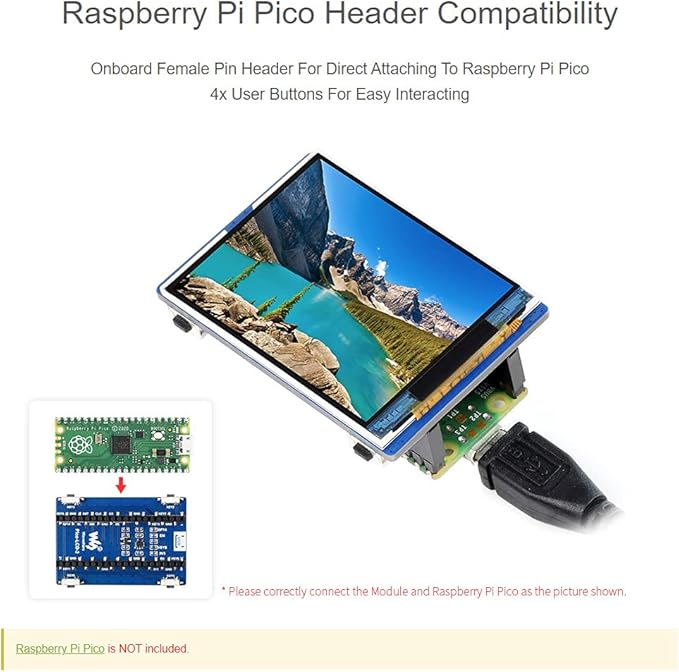 Waveshare 2inch LCD IPS Display Module Compatible with Raspberry Pi Pico