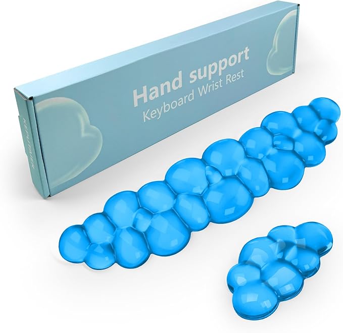 Gel Cloud Keyboard and Mouse Wrist Rest Cute Wrist Support and Arm Support Keyboard Rest for Keyboard and Mouse Typing Pain ReliefSuitable for Office/Computer/Laptop/Gaming (Blue)