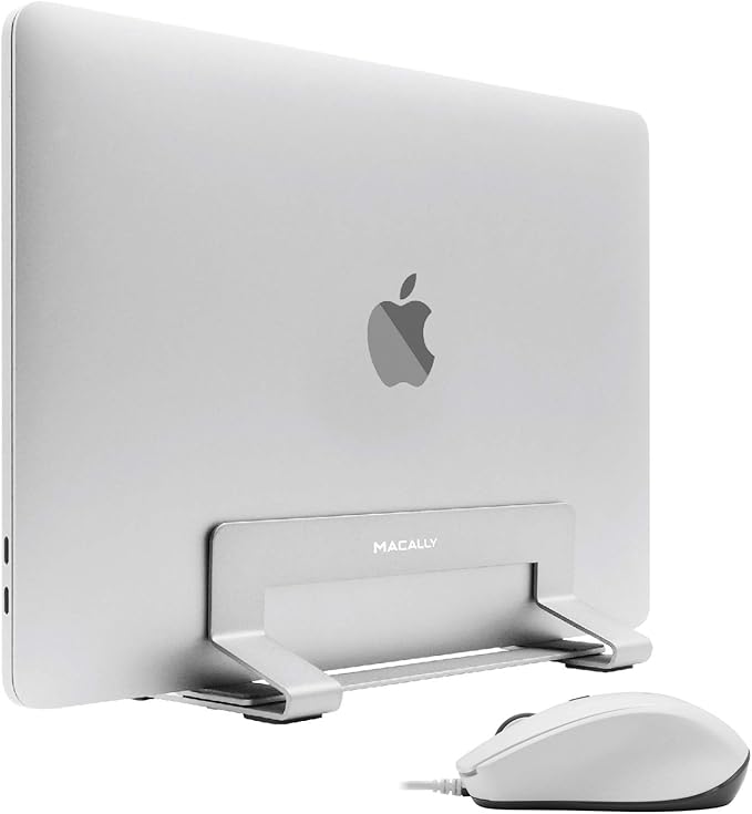 Macally USB C Wired Mouse and an Adjustable Vertical Laptop Stand Universally Designed for Any Laptop