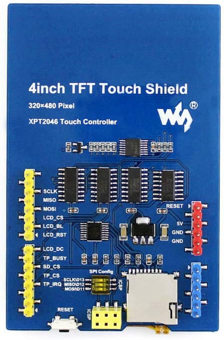 waveshare 4inch Touch TFT LCD Shield Resistive Screen SPI Display 480x320 Pixel Onboard Stand-Alone Touch Controller Compatible with Leonardo Development Boards