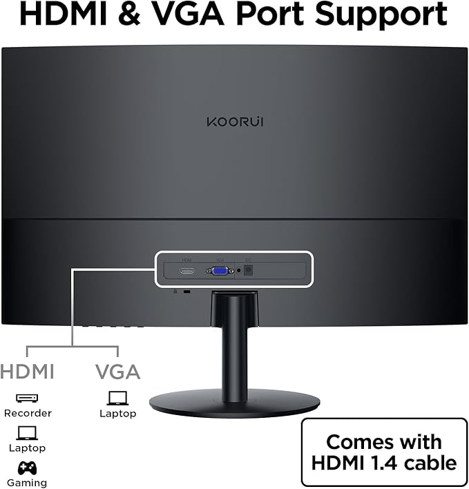 KOORUI 27 Inch Curved Monitor FHD 1080P 144Hz Gaming Office Computer Monitors 1500R PC Screen with HDMI VGA Eye Care TÜV Rheinland Certified Tilt Adjustable Black.