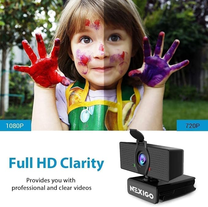 NexiGo 1080P Business Webcam Kits N60 HD Web Camera with Microphone and Privacy Cover Software Control Lightweight Mini Tripod Extendable Stand for Zoom/Skype/Teams