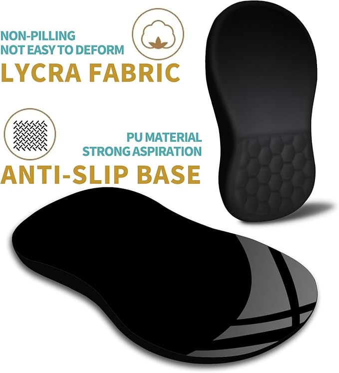 Hokafenle Ergonomic Mouse Pad Wrist Support with Massage Design Wrist Rest Pain Relief Mousepad with Memory Foam&ampNon-Slip PU Base Mouse Pads for Wireless Mouse &amp Desk (12x8 inchBlack)