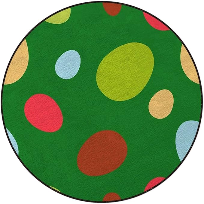 Modern Decor Floor Mat Round Washable Non-Slip Indoor Carpet for Living Room Dining Bedroom Home Geometric Circles Rounds Abstract BackgroundMulticolor Diameter 60 in