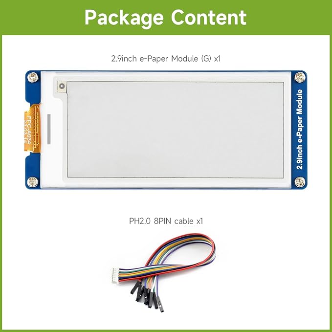waveshare 2.9inch E-Paper Display (G) E-Ink Display 296x128 Red/Yellow/Black/White SPI Interface with Driver Board