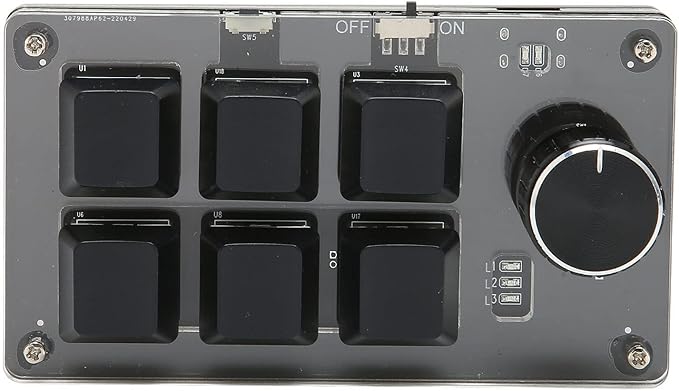 Heayzoki 6 Keys Programmable Keypad Mini Macro Gaming OSU With 1 Knob USB Bluetooth Dual Mode DIY Keyboard for Gaming Media Control Built-in