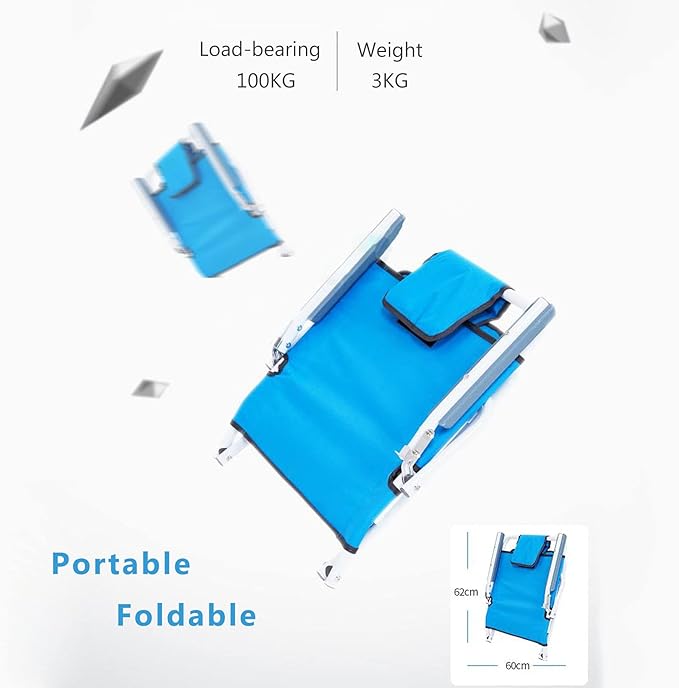 Adjustable Padded Multi-Function Comfy Backrest Foldable Breathable Fabric Adjustable Sit-Up Bed Backrest Support for Beach Travel Lounge CampingBlue for Bed