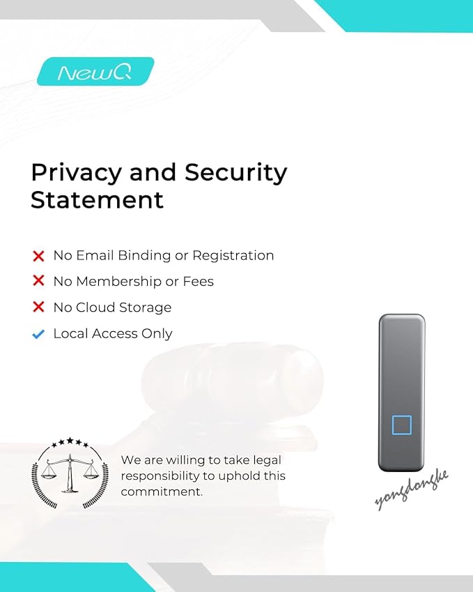NEWQ 1TB Touch Portable SSD for USB C Device (with No-Cost APP) Backup Encryption Fingerprint External SSD for iPhone 17/16/15 Android Mac/Win Laptop (Not for iPhones/iPad with Lightning Port)