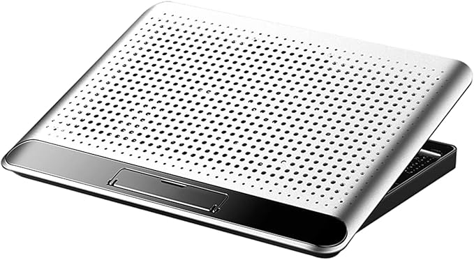 Laptop CoolerAdjustable Quiet Cooler Base - Quiet Aluminum Alloy Computer Laptop Stand with Fan - for Desk Keyboard Tablet Book Home Workplace Dorm Apartment