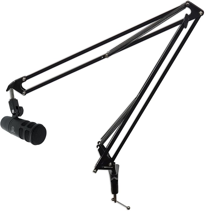 Audiosavings Podcasting Bundle with Audio Technica AT2040 Hypercardioid Dynamic Mic Broadcast Quality Rockville DMS40 40 Mic Boom Arm Stand with Desk Clamp Studio Mounting Kit (2 Items)