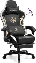 GTPLAYER Gaming Chair with Bluetooth Speakers and Footrest Dragon Series Video Game Chair Heavy Duty Ergonomic Esports Computer Office Chair (Blackwhite)