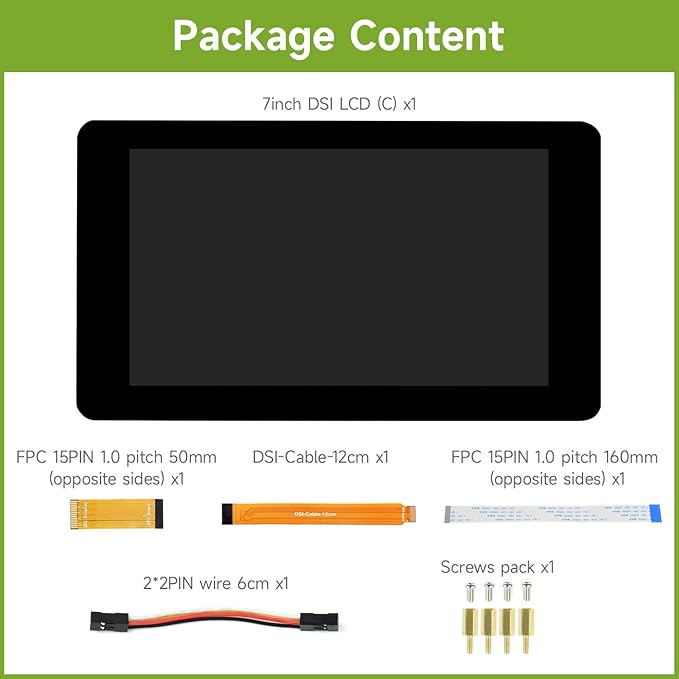 Waveshare 7inch Capacitive Touch IPS Display Compatible with Raspberry Pi 5/4B/3B+/3A+/CM3+/4 1024×600 Resolution DSI Interface