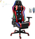 TBQATNTS 7-Point Massage Gaming Chair Video Gaming Chair with Speakers and LED/RGB Lights Ergonomic Computer Chair with Footrest and Lumbar Support 180 Degree Tilt High Back Office ChairRed