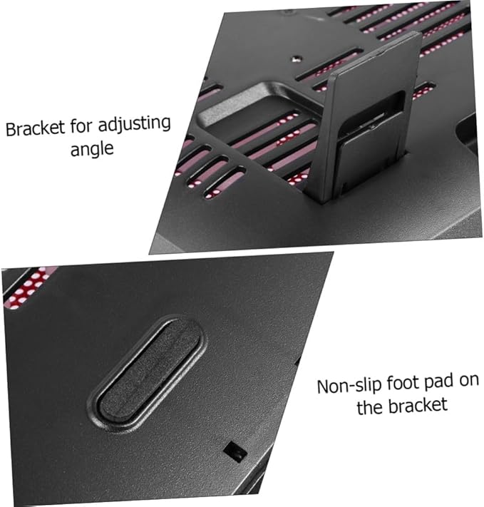 Laptop Cooling Pad USB Powered Dual Quiet Fans Anti-Slip Metal Panel Stand Angle for Desk Bed Travel Red
