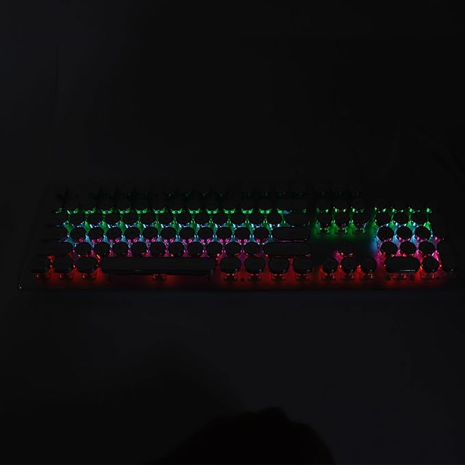 ASHATA Mechanical Gaming Keyboard Blue Switch 104 Keys RGB Backlit Keyboards USB Wired Mechanical Computer Keyboard for 7 8 10 for OS X PC Laptop Desktop PC (White)