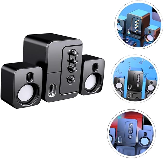 USB Computer Desktop Laptop Speakers 3D Surround Sound with Deep Bass Portable Black Multimedia Loudspeaker for Home and Office Use