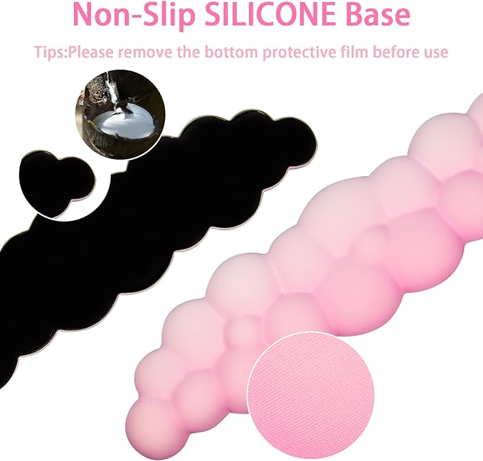 2026 Cloud Mouse Pad and Keyboard Wrist Rest Set4 Pcs Pink Ergonomic Arm Support for Computer DeskCute Palm Resting Cushion with Mousepad &amp Coaster | Office Computer Laptop Typing Pain Relief