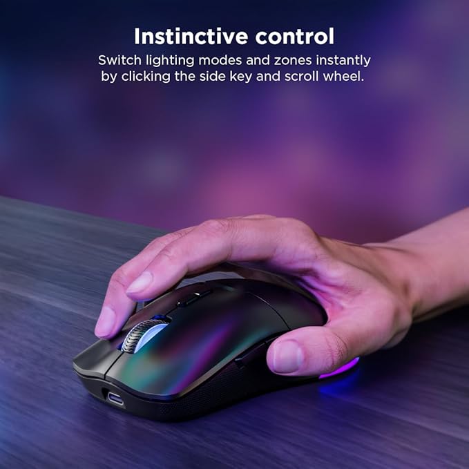 Lenovo Legion M220 Wireless RGB Gaming Mouse Dual Channel Bluetooth 2.4Ghz Wireless USB-C Charging 5-Level DPI Switch Symmetrical Medium-Large Size Black
