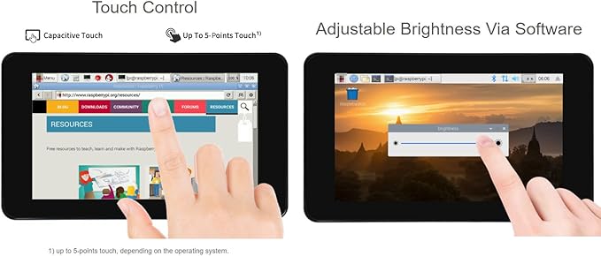 waveshare 7inch Capacitive Touch Display Compatible with Raspberry Pi 4B Comes with Protection Case 800×480 Resolution DSI Interface