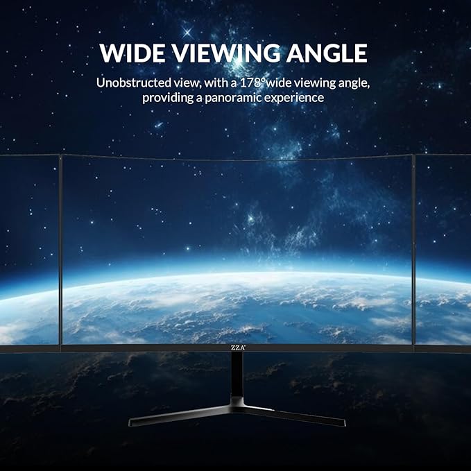 ZZA 24 Inch Curved Gaming Monitor FHD 1080P 100Hz 120% sRGB Color Gamut Ultra-Thin Bezels Eye Care Blue Light Filter for Home Office