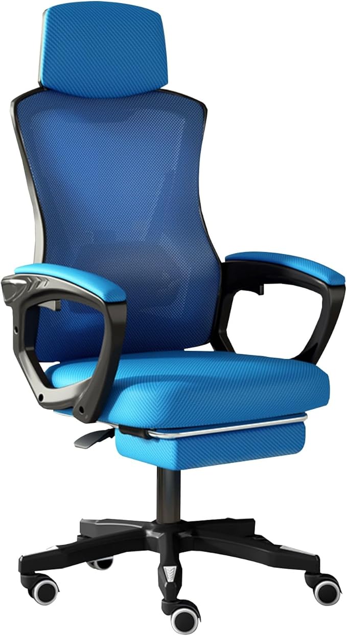 Ergonomic Gaming Chair Comfortable and Breathable Office Chair Height Adjustable Computer Chair with Footstool Xiaoyao Function(BlackBlue_with)