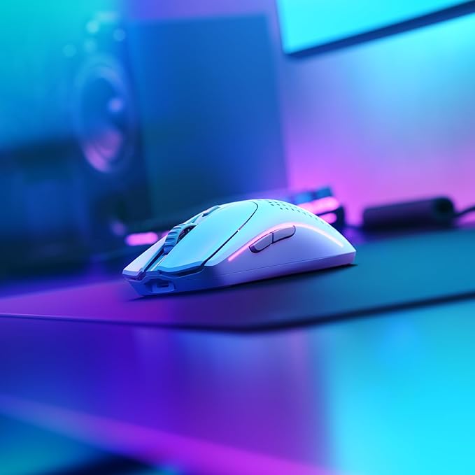Glorious Gaming Model O 2 Wireless Gaming Mouse - Hybrid 2.4GHz &amp Bluetooth Wireless 68g Superlight Long Battery Life 26k BAMF 2.0 Sensor RGB Ambidextrous 6 Buttons PTFE Feet - White