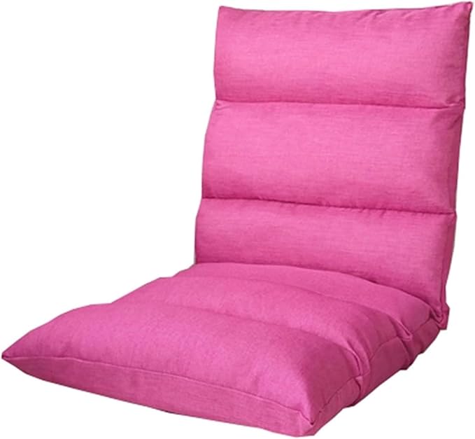 ELEFOCUS Folding Floor Chair Foldable 6-Speed Adjustment Single Small Sofa Easy to Remove and Wash Computer Chair(Rose Red)