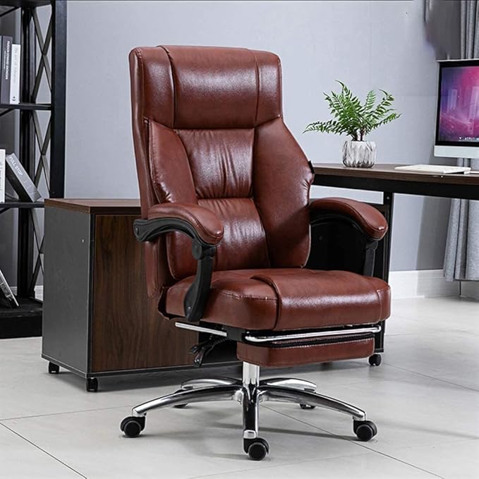 Office Chair Desk Chair Computer Chair Computer Chair Leather Desk Gaming Chair with Footrest Ergonomic Swivel Computer Desk Chair Height Adjustable Executive Office Chair Linkage Handrail with Movab