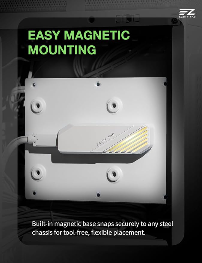 EZDIY-FAB MH01 Internal USB 2.0 9-Pin Hub4-Port USB Header Expansion SATA Powered USB Hub with Integrated Type-C Power &amp Data Connection Magnetic Mount Compact Design for AIO RGB Hub-White