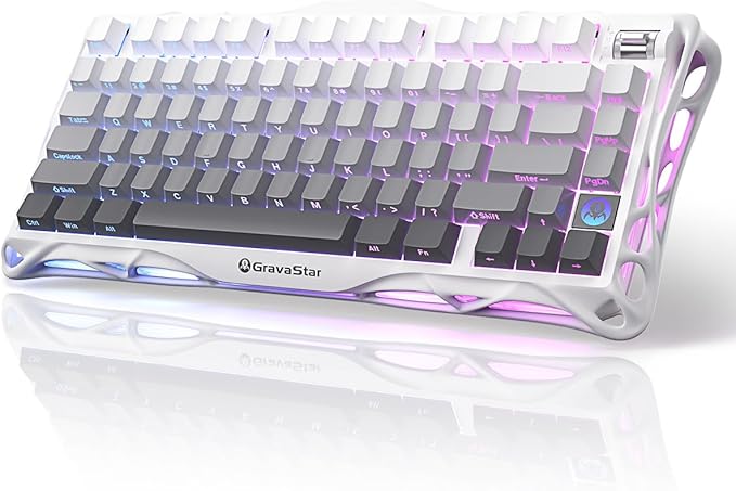 GravaStar Mercury K1 75% Wireless Mechanical Gaming Keyboard Aluminum Alloy Exoskeleton Design Gasket Custom Keyboard Hot-Swap Socket Linear Switches RGB Backlit